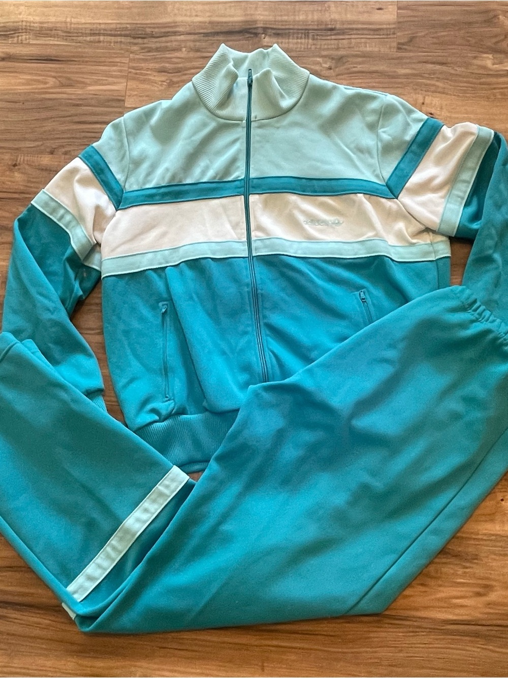 80’s adidas Teal and White Colorblock Track Jacket